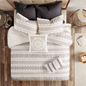 Target 3pc Rhea Cotton Jacquard Queen Duvet Cover & Standard Sham Set